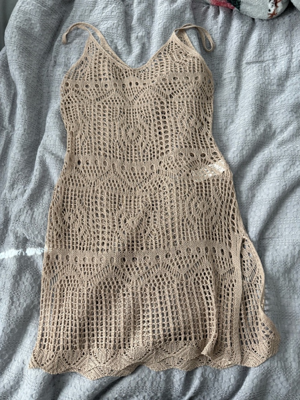 Lulu's Beige Crochet Swim Coverup